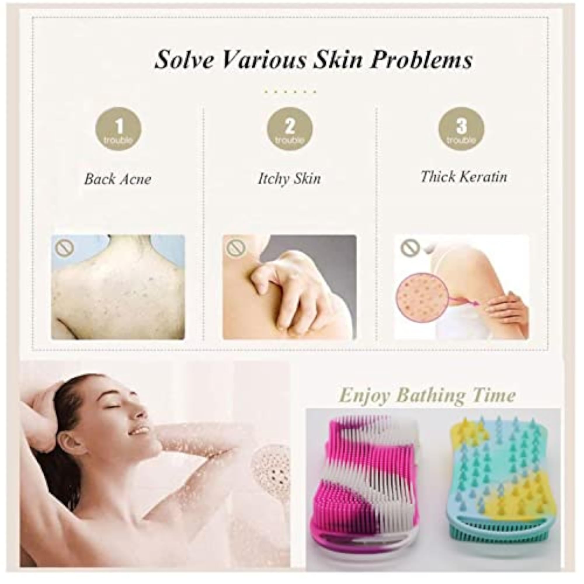 2Pack Dual Sided Silicone Body Scrubber